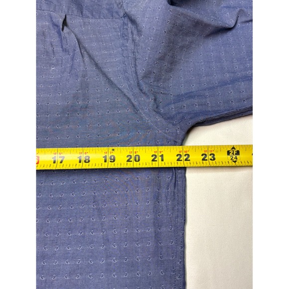 Ben Sherman Tailoring Slim Fit Blue Paisley Print Cotton Dress Shirt Neck 16 - Picture 10 of 11